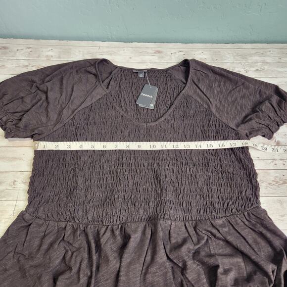 Torrid Cotton Modal Slub Smocked Babydoll Top 1X NWT - Picture 6 of 7